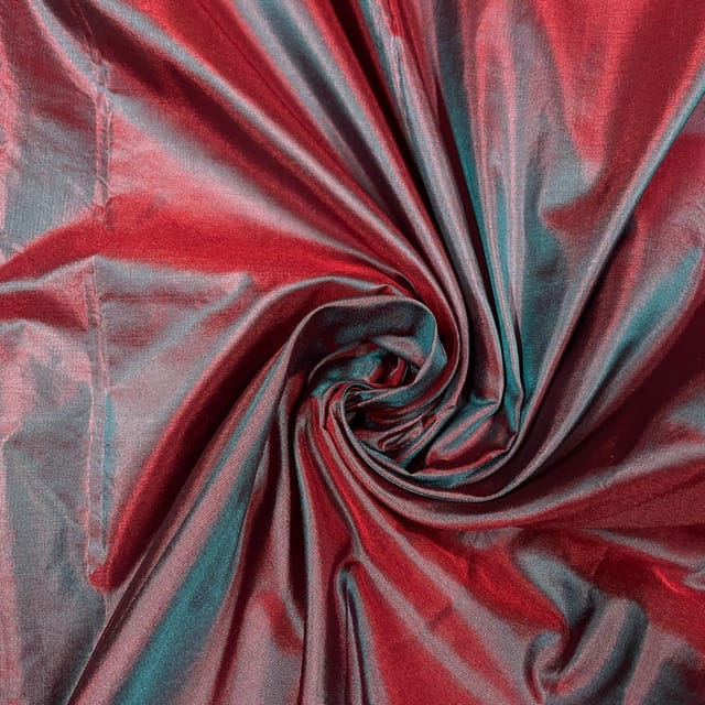 Maroon and Grey Color Two Tone Pure Silk Fabric