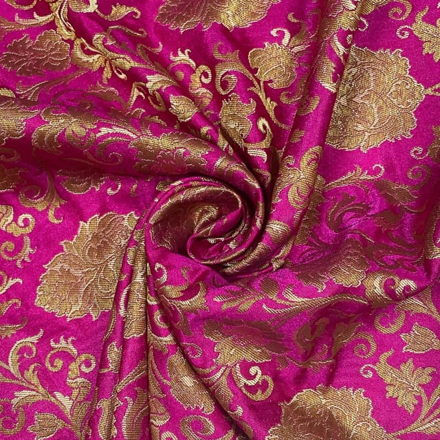 Pink Color Pure Brocade Fabric