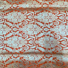 Orange Color Pure Brocade Fabric