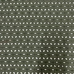 Dark Olive Color Cotton Chikan Fabric