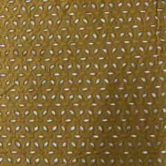 Mustard Color Cotton Chikan Fabric