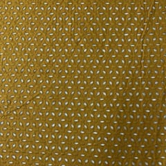 Mustard Color Cotton Chikan Fabric