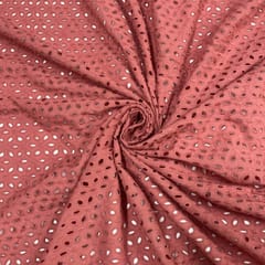 Onion Pink Color Cotton Chikan Fabric
