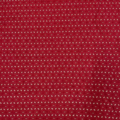Red Color Cotton Chikan Fabric