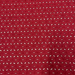 Red Color Cotton Chikan Fabric