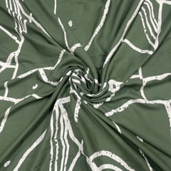 Dark Olive Color Rayon Printed Fabric