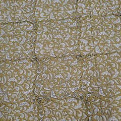 Mustard Color Cambric Cotton Bagru Printed Fabric