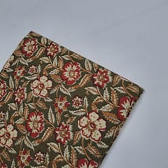 Mehendi Green Color Cambric Cotton Kalamkari Printed Fabric