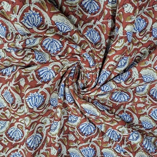 Maroon Color Cambric Cotton Kalamkari Printed Fabric