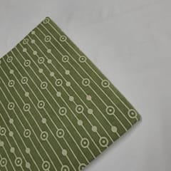Green Color Cambric Cotton Dabu Printed Fabric