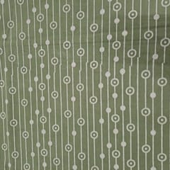 Green Color Cambric Cotton Dabu Printed Fabric