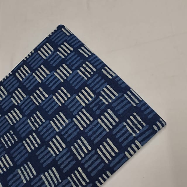 Indigo Color Cambric Cotton Dabu Printed Fabric