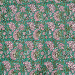 Mint Green Color Cotton Cambric Printed Fabric