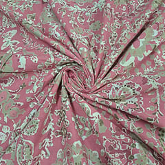 Baby Pink Color Cotton Cambric Discharge Printed Fabric