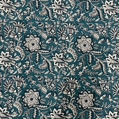 Peacock Blue Color Cotton Cambric Printed Fabric