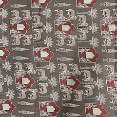 Brown Color Cotton Cambric Printed Fabric