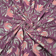 Dark Majenta Color Cotton Flex Discharge Printed Fabric