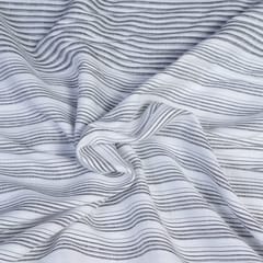 White Color Cotton Linen Embroidered Fabric (50CM cut Piece)