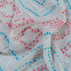 Light Grey Color Pure Georgette Bandhani Digital Printed Fabric (1Meter cut Piece)