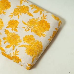 Yellow Color Cotton Flex Printed Fabric (75CM Piece)