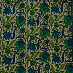 Green Color Poly Dupion Printed Fabric