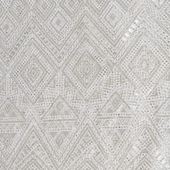 Dyeable Net Cutwork Embroidered Fabric(1.25 Meter Piece)
