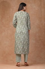 Green Color Cotton Printed Shirt with Cotton Printed Bottom