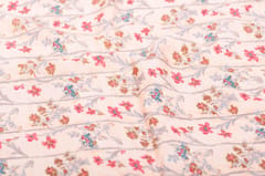 Peach  Color soft cotton print fabric with flowers