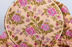 Peach  Color Pure Muslin with pink flowers Printed Fabric