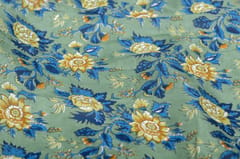 Grey  Color Pure Muslin with yellow flowers Printed Fabric