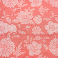 Peach Color Cambric Cotton Printed Fabric
