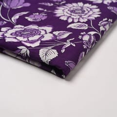 Purple Color Cambric Cotton Printed Fabric