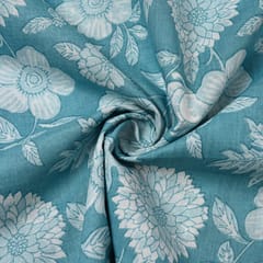 Light Blue Color Cambric Cotton Printed Fabric
