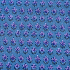 Blue Color Cambric Cotton Printed Fabric