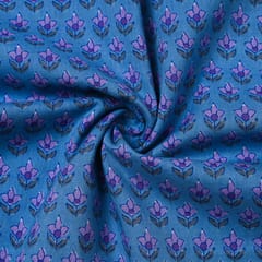 Blue Color Cambric Cotton Printed Fabric