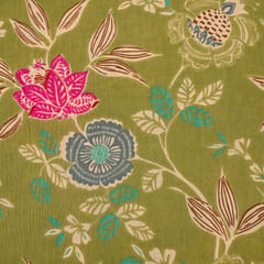 Mehendi Green Color Cambric Cotton Printed Fabric