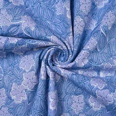 Light Blue Color Cambric Cotton Printed Fabric