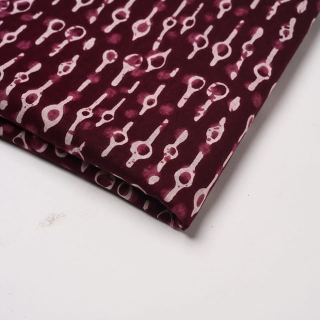 Wine Color Cambric Cotton Printed Fabric