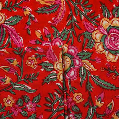 Red Color Cambric Cotton Printed Fabric