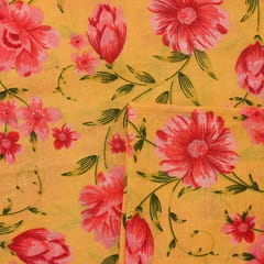 Yellow Color Cambric Cotton Printed Fabric