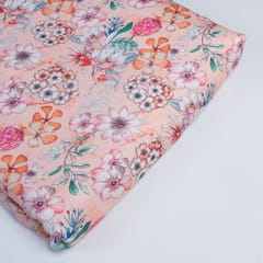 Pink Color Linen Digital Printed Fabric (90 Cm Piece)