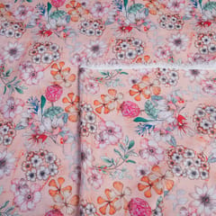 Pink Color Linen Digital Printed Fabric (90 Cm Piece)