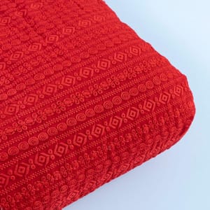 Red Color Georgette Chikan Embroidered Fabric With Sequins (1Meter Piece)