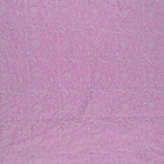 Pink Color Cotton Thread Lakhnavi Embroidered Fabric (1.20Meter Piece)