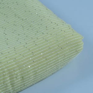Lemon Color Georgette Thread With Sequins Embroidered Fabric (1.80Meter Piece)