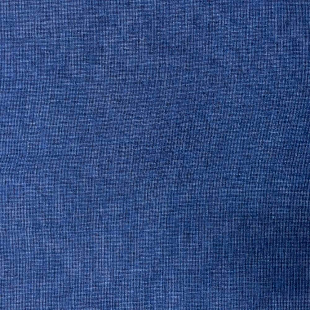 Navy Blue Color Checks Cotton Linen Fabric