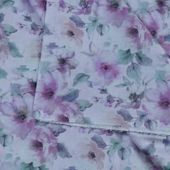 Off White Glace Cotton Floral Digital Printed Fabric (1.10Meter Piece)