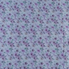 Off White Glace Cotton Floral Digital Printed Fabric (1.10Meter Piece)