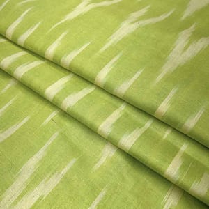 Light Green Shade Ikkat Striped Unstitched Fabric