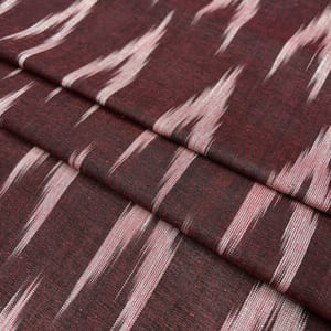 Maroon Shade Ikkat Striped Unstitched Fabric